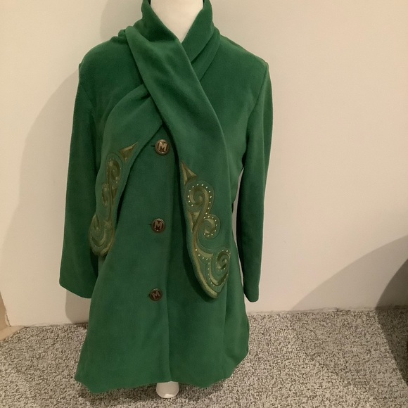 Vintage Bob Mackie XS Green Jacket with attached scarf - Picture 2 of 8